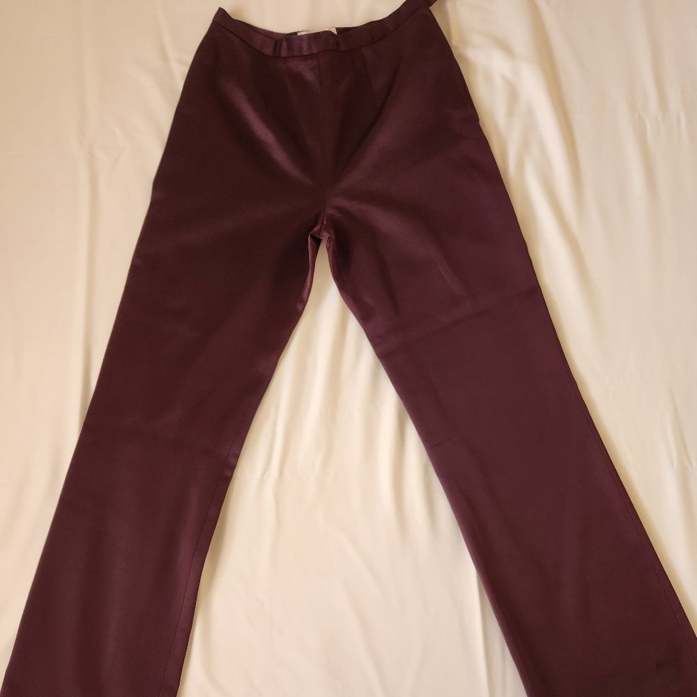 Isaac Mizrahi Aubergine Color Silky Dressy Woman Pants Size 2